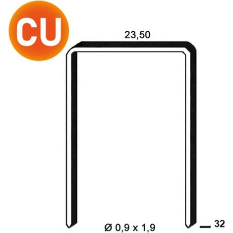 10 000 Agrafes Cuivrées Jk590-32 - 23.5x32x0.9x1.9 mm - D-Work