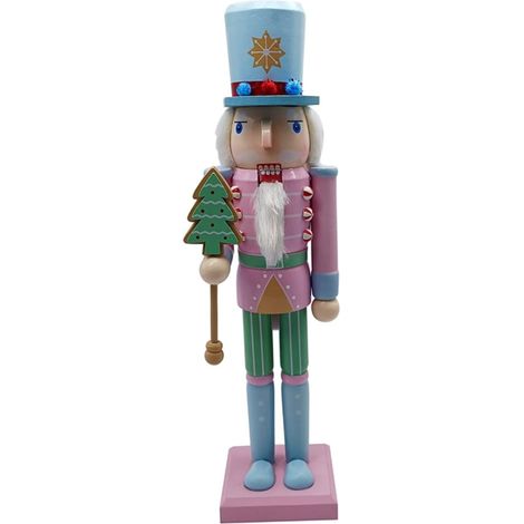 Casse-Noisette Soldat Bois Rose Décoration de Noël Figurine de Collection pour Maison Fêtes (1/5)