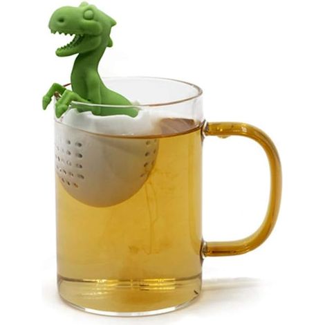 2-teiliges Dinosaurier-Tee-Ei-Set – Auslaufsicherer Silikon-Teefilter – Lustiges Tee-Ei aus lebensmittelechtem Silikon mit Baby-Dinosaurier-Motiv