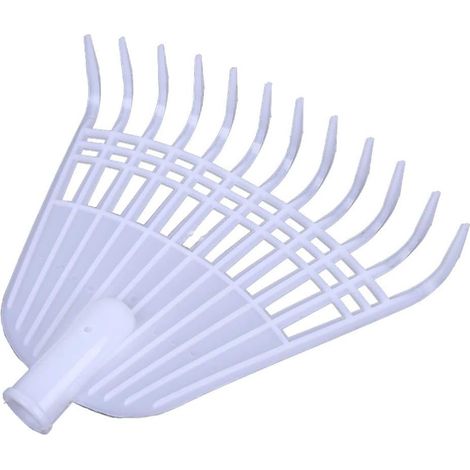 Râteau à main pour le jardinage, 12 dents, râteau à feuilles, râteau agricole en plastique, terreau, blanc (1/5)