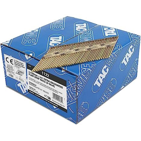 Tacwise 1122 3.1/90 mm Chiodi in Stecca Lisci Extra Zincati, Testa a D, Inclinati 34°, Fascicolati in Carta, Confezione da 2.200