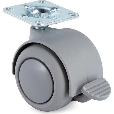 rueda giratoria onixa aro de goma ø50 gris plástico con freno (1/3)