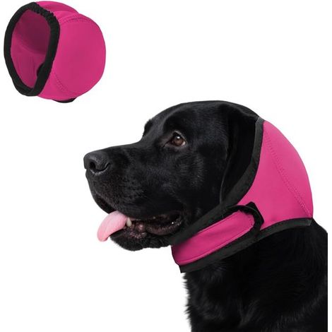 Paraorecchie rilassanti per cani. Protezione impermeabile per le orecchie e sollievo dall'ansia durante il bagno, la toelettatura e la regolazione emotiva. Rosa (Taglia L) (1/5)
