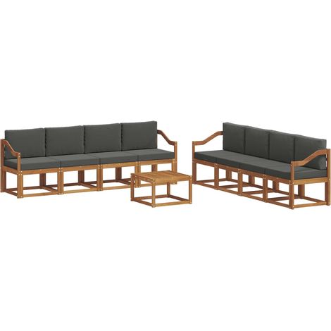 Outdoor Sofa Set 9 pcs Natural and Anthracite vidaXL