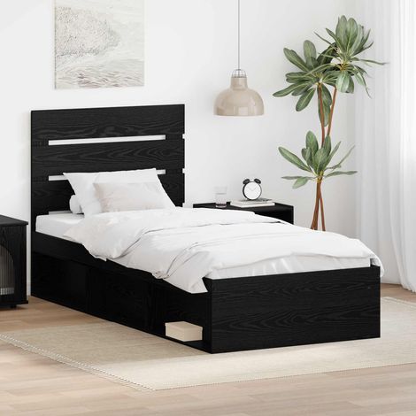 Cadre de lit Noir 90 x 200 cm Bois de pin massif vidaXL (1/5)