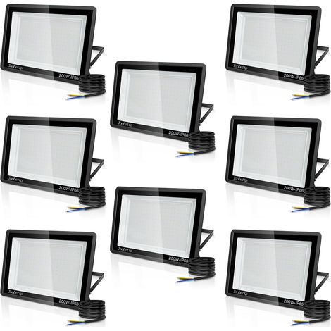 8PCS 200W Projecteur LED Extérieur, Spot LED Exterieur 20000LM Super Lumineux 6500K Blanc Froid Éclairage de Sécurité Extérieur IP66 Imperméable pour Garage Jardin Terrasse Parking (1/5)