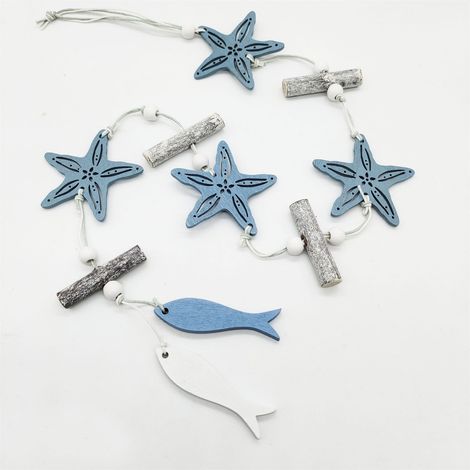 Pendentif Bois Style Océan - Décoration Murale Méditerranéenne en Forme de Poisson et Coquillage - Pour Salon Chambre Bureau - 1 Pièce (1/5)
