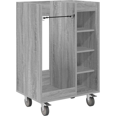 Armadio da golf con ruote design moderno garage 65 x 45 x 98 cm grande spazio di archiviazione in legno grigio sonoma 020055054