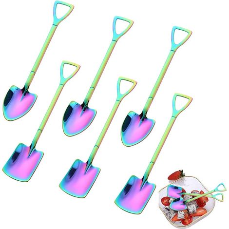 Cuillère À Café - En Acier Inoxydable 304 - Forme Pelle - Multicolore - Lot De 6 Pièces (1/5)