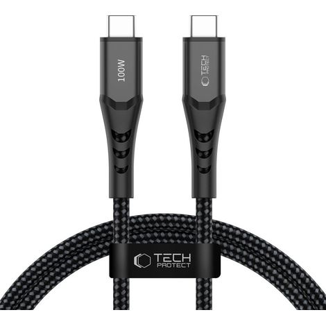 Câble Tech-Protect Ultraboost UB11T USB-C / USB-C PD 100 W / QC3.0 de 100 cm - Noir (1/5)