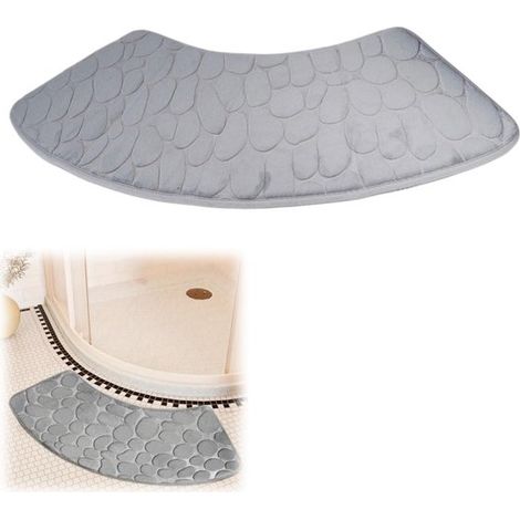 Tapis de bain antidérapant 100 x 30 cm - tapis de douche absorbant lavable, effet pierre, gris (1/4)