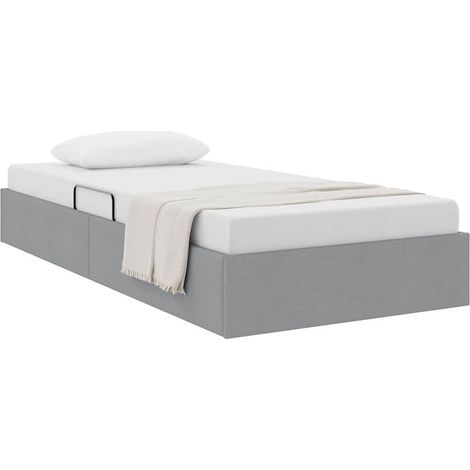 Storage Bed with Headboard Light Grey 90 x 190 cm Fabric vidaXL