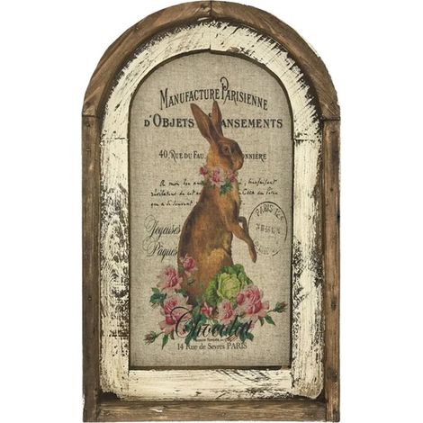 Affiche Murale Lapin - Décor Rustique Ferme Française - Art Mural Bois 30 x 20 cm - Idéal Salle De Séjour Chambre Cuisine - 1 Pièce (1/5)