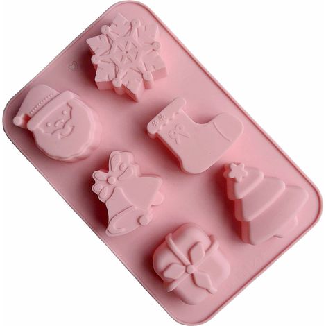 Moule En Silicone - Forme De Noël Motif Flocon De Neige Bonhomme De Neige Arbre Sapin Pain D Épices Père Noël Boîte Cadeau - Pour Chocolat Bonbons Savon Maison Bougies Gelée - 9 Pièces (1/4)