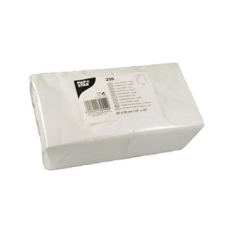Serviettes - PAP STAR - 25 cm x 25 cm - 2 plis - Lavable - Blanc