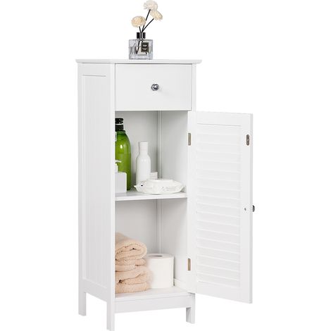 Yaheetech Armadietto da Bagno Angolo Mobiletto a Colonna da Bagno Salvaspazio Cucina con 1 Anta e 1 Cassetto Bianco 32 x 30 x 87 cm (1/5)
