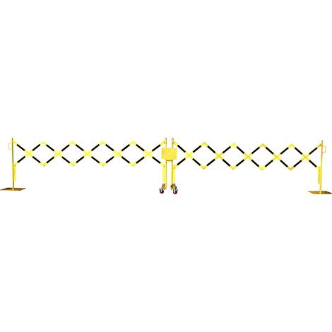 CrashStop, Barrière extensible, pied en acier et roulettes,