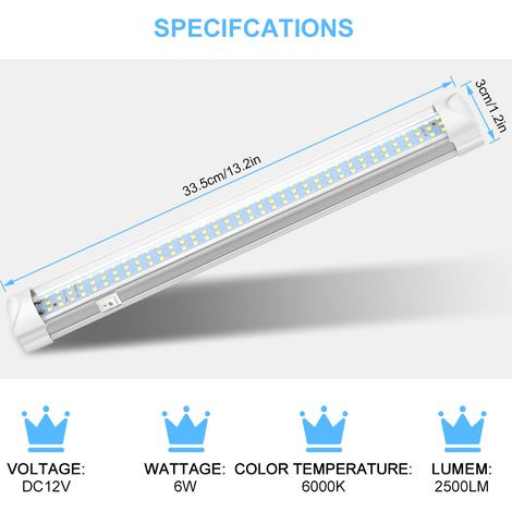 Éclairage LED intérieur voiture 12V, 2 pièces pour camping-car et véhicule (1/5)