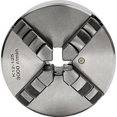 Mandrin à 4 mors - Mandrin rotatif - Mandrin à 4 mors auto-centrant 125 mm - Vitesse maximale : 3000 tr/min - Pour tours, meuleuses, fraiseuses, etc