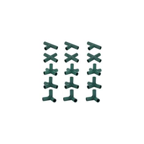 Lot de 15 Connecteurs De Cadre De Serre, Connecteurs d'angle pour Cadre De Jardin Tige d'hélice de 16 mm 5 Types de Support Stable Robuste pour Serre