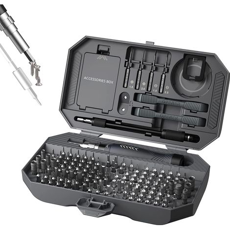 164 en 1 Kit Tournevis de Precision Outils Réparation T5 T6 Torx Tournevis Embouts Magnétiques pour Téléphone/Lunettes/Ordinateur Portable/Montre/Appareil Photo/Voiture RC/Console (1/5)