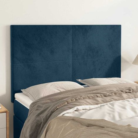 vidaXL Cabecero de cama azul oscuro 144x5x118/128 cm Terciopelo (1/5)