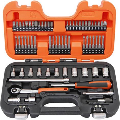 BAHCO - Coffret de douilles 1/4 entrainement carré, 6 pans métrique, cliquet à tête fine (1/2)