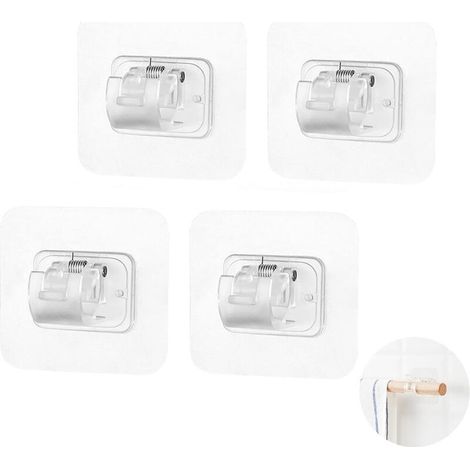 Supports de Tringle à Rideau Crochets Auto-Adhésifs Sans Perçage Support de Tige de Fixation pour Tringle à Rideaux Supports de Tringle à Rideau Suspendus Réglables Pour Support de Vestiaire 4 Pièces (1/5)