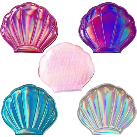 Miroirs de Maquillage Portables Recto Verso Multifonction en Coquillage Lot de 5 en Cuir PU et Verre, pour Usage Intérieur et Extérieur (1/5)