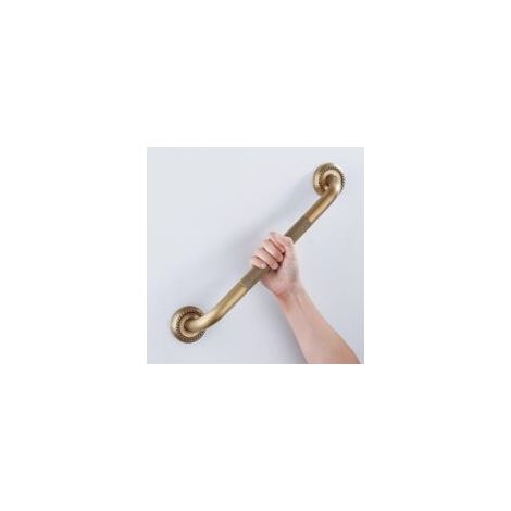 Barra de apoyo robusta, pasamanos sólido de 49 cm, reposabrazos para baño, acabado en latón antiguo, ideal para personas mayores y ancianos - Crezuo (1/4)