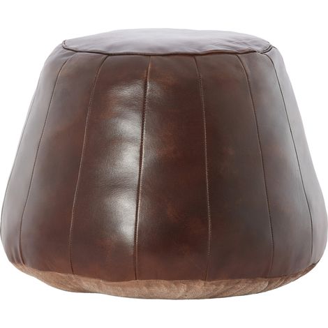 Light & Living Pouf DOVIO Leder in Dunkelbraun – Ø56x42 cm