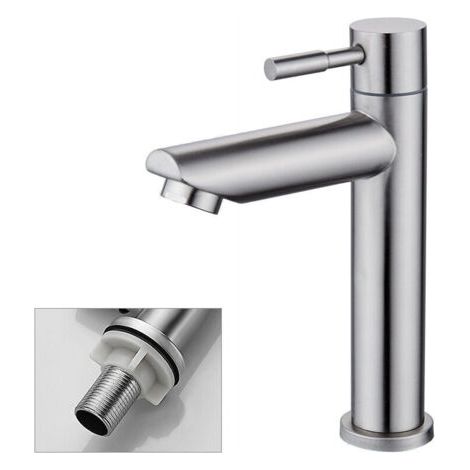 Robinet Salle Bain Eau Froide Uniquement Robinet Lavabo Surface Chromé en Cuivre Durable Robinetterie Lave Mains Cartouche Mousseur Démontable Pratique pour Nettoyer ou Remplacer (1/3)