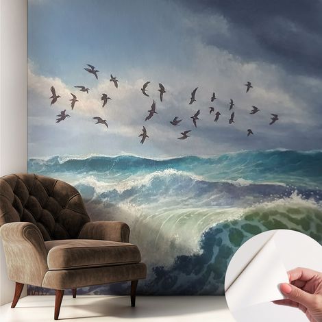 Carta da parati autoadesiva - fotomurale - decorazione parete - stile elegante - decorazione casa - Onde marine 250x250 cm (1/5)