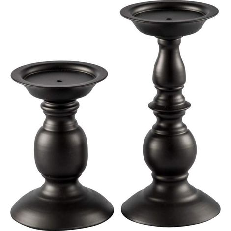 Juego de 2 portavelas de estilo retro americano, fabricados en hierro forjado negro, ideales para la decoración de bodas, mesas de comedor y diseño de interiores. (1/5)