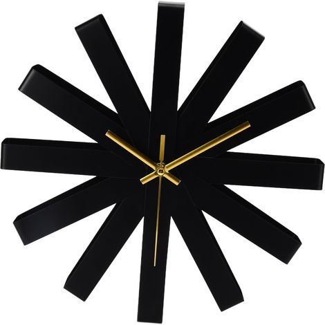 Horloge de salon en acier inoxydable, mouvement silencieux, créativité murale, décor moderne, noir (1/5)