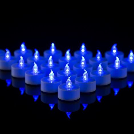 24 bougies chauffeplat LED sans flamme avec lumière bleue Fausses bougies à piles Pas de lumière vacillante (1/5)