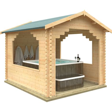 12x10 The Stowe 44mm Cabin - L355 x W295 x H272.6 cm - Solid Wood/Softwood/Pine - Natural