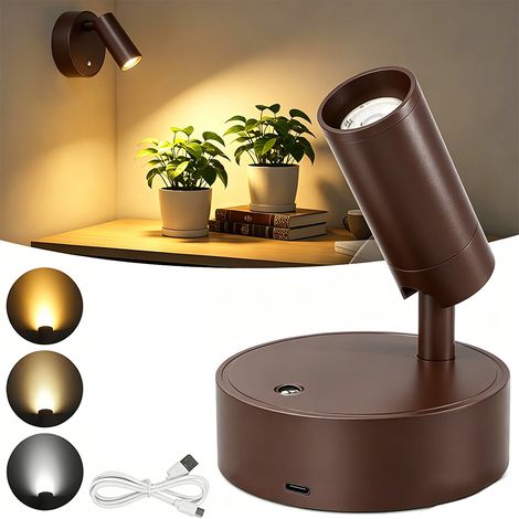 Spot rechargeable sans fil, Mini projecteur compact à montage magnétique – Intensité réglable et 3 couleurs de lumière – Idéal pour éclairer œuvres d’art, tableaux, plantes et arbres (1/5)