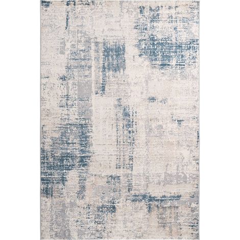 Tapis moderne bleu à effet 3d relief géométrique - 150 x 80 cm (1/3)