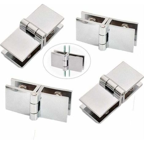 Cerniera per porta di vetrine in rame puro con foro aperto, cerniera per porta di vetrine in lega di zinco a 180 gradi in 4 pezzi