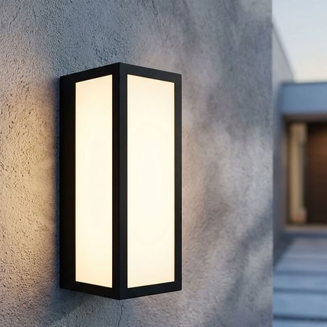 Lampada da parete a LED per esterni, lampada da giardino, forma angolare, metallo nero, H 32 cm (1/5)