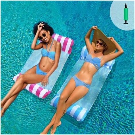 Lot de 2 Hamac pour Piscine, Matelas Gonflables pour Piscine, 4 en 1 Flottant de Inclinable Flotteur Hamac, Hamac d'eau, Bouées et Matelas Gonflables, Accessoires de Piscine Gonflables, l'été