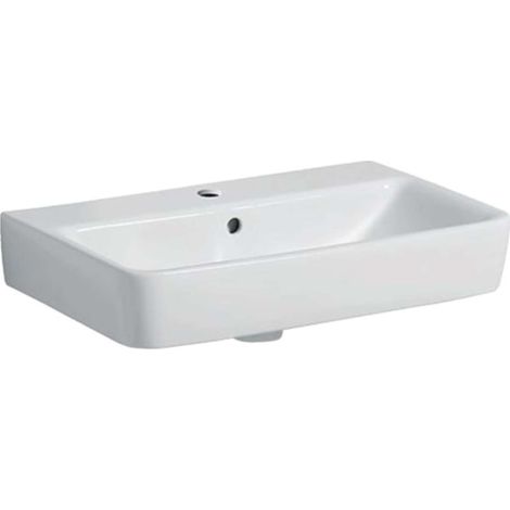 Geberit Selnova Compact - Waschbecken 60x37 cm, mit Überlauf, 1 Hahnloch, Weiß 501.511.00.7