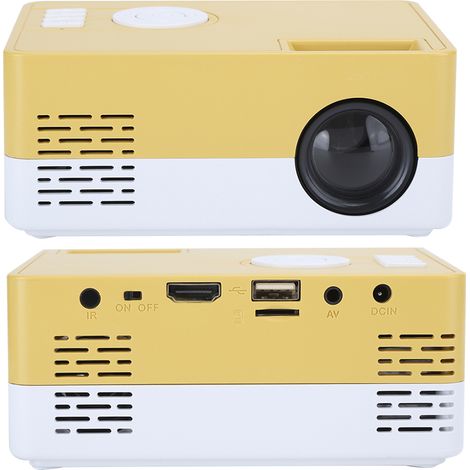 Projecteur LED Mini 1080p Full HD, Cinéma Maison Intelligent, Blanc Jaune, 100‑240V Prise EU