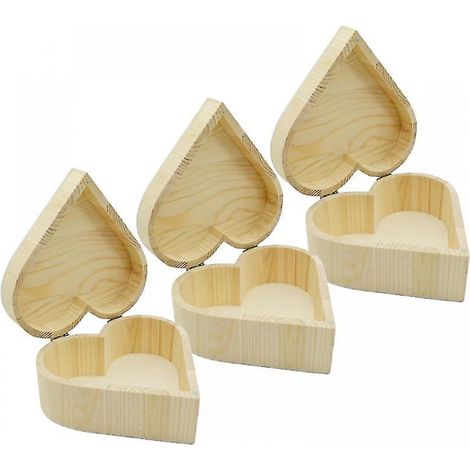 BEBUSINGOTO stücke Herzförmige Aufbewahrungsbox Aus Holz Schmuckschatulle Hochzeitsgeschenk Kosmetik Make-Up Ohrringe Ring Desktop-Aufbewahrung Make-Up Organizer (1/5)