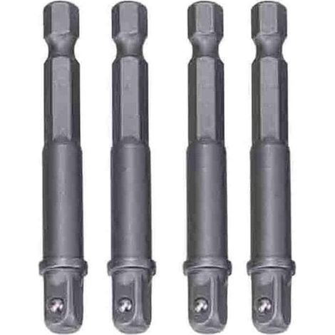 Rallonge de Douille à Poignée Hexagonale 4 Pièces, Tête Carrée Noire Barre D’extension de Manchon, Biellette de Connexion Roulement à Billes, Usage Manuel et Outil Électroportatif