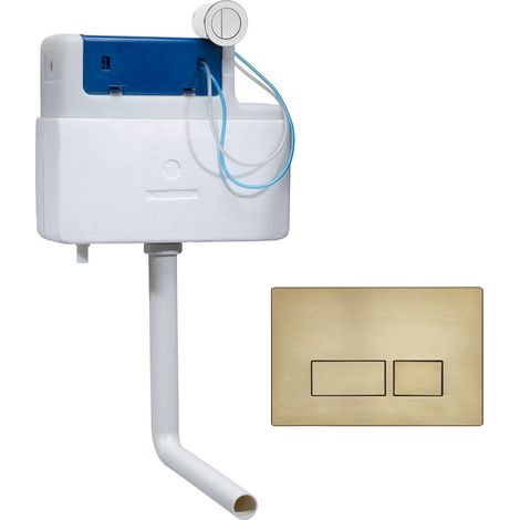 Roper Rhodes Cascade Cistern and Plaza Square Brushed Brass Finish Dual Flush (1/4)
