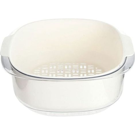 Bac multifonctionnel à deux couches en plastique avec panier d'égouttage et filtre pour fruits et légumes, panier d'égouttage C (1/5)