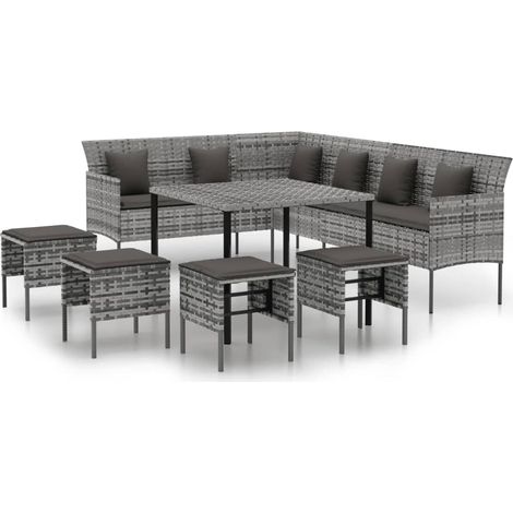 Maison Exclusive - Set de comedor de jardín 6 pzas y cojines ratá (1/5)