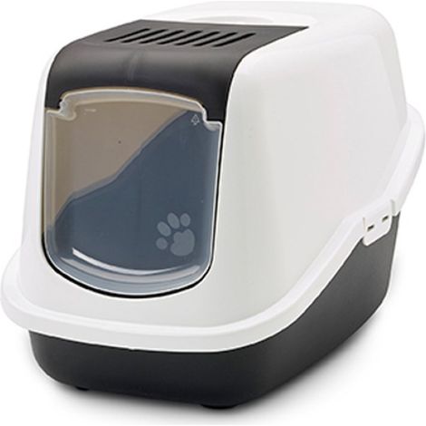 Toilette pour chat Nestor – Bac pliant avec porte battante translucide – Plastique haute qualité – Dimensions 56 x 39 x 38,5 cm – Savic